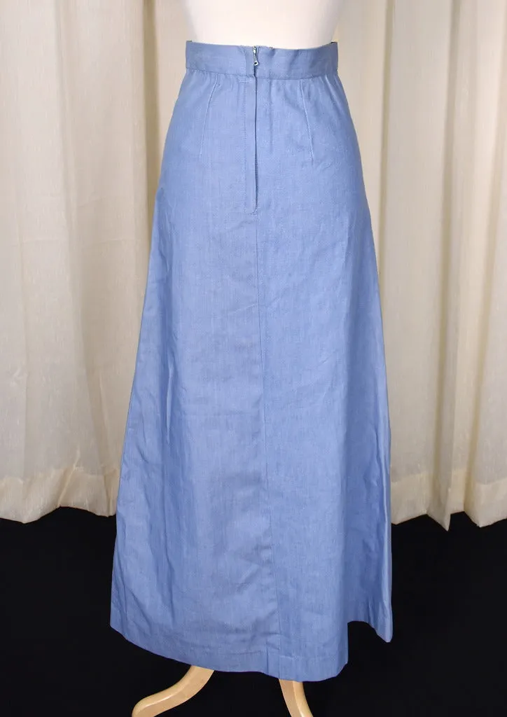 1970s Vintage Chambray Peacock Skirt