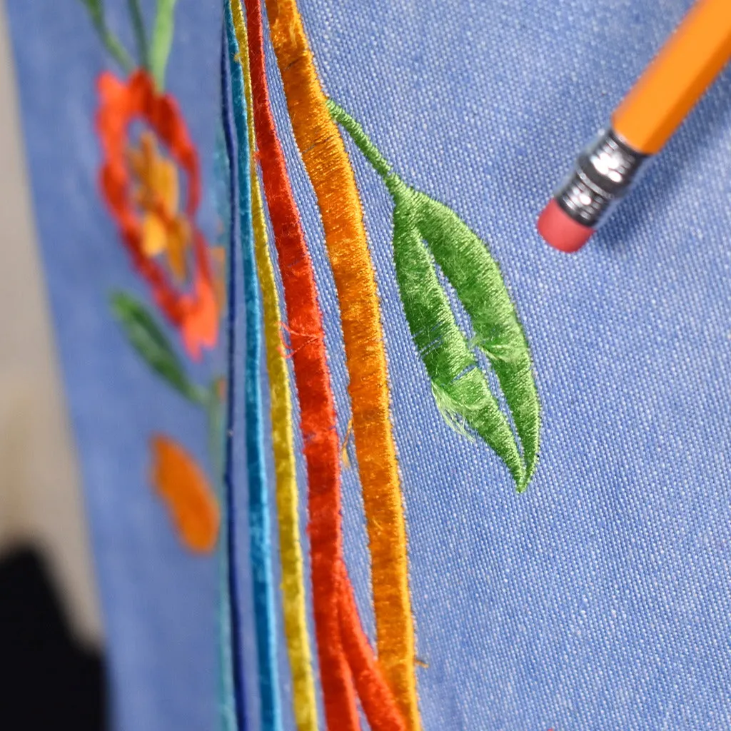 1970s Vintage Chambray Peacock Skirt