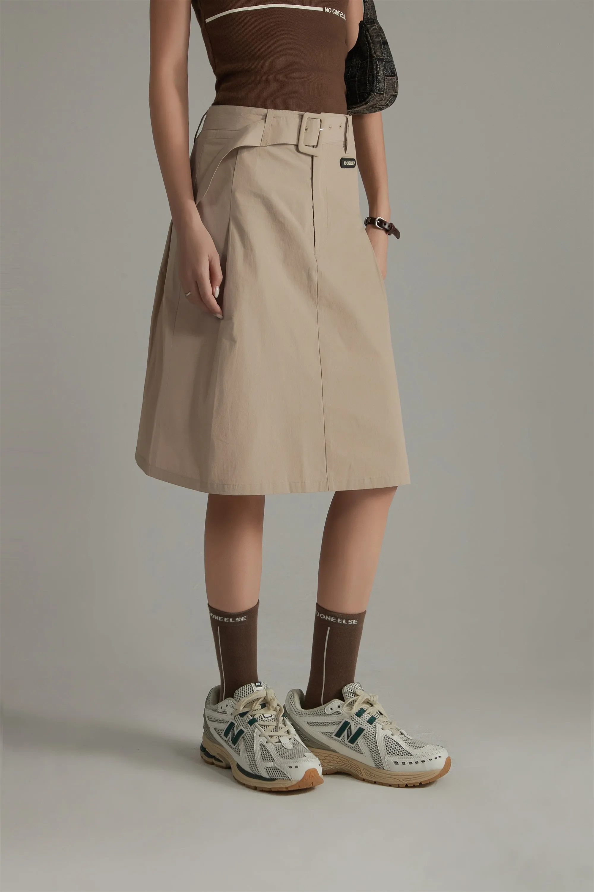 A-Line Belt Mini Skirt