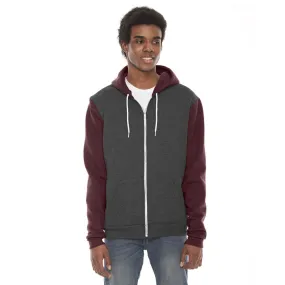 American Apparel Unisex Dk Hth Gry/Trffl Flex Fleece Zip Hoodie