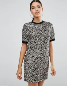 Animal Embellished Shift Mini Dress