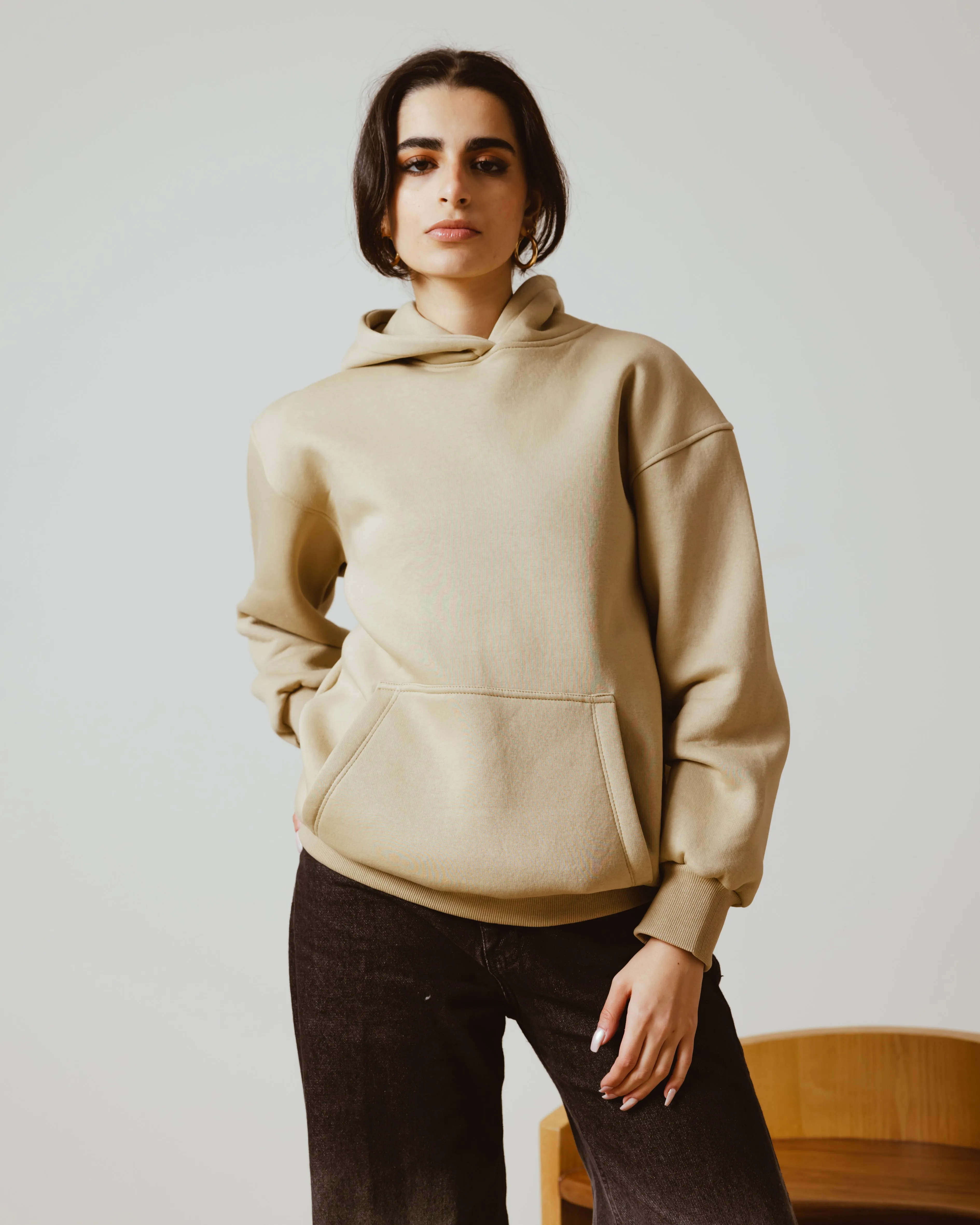 BASIC OVERSIZED HOODIE BEIGE