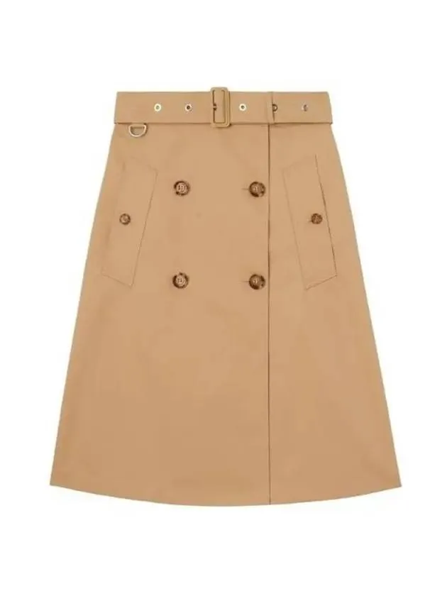 Belt Cotton Gabardine Trench A-Line Skirt Beige