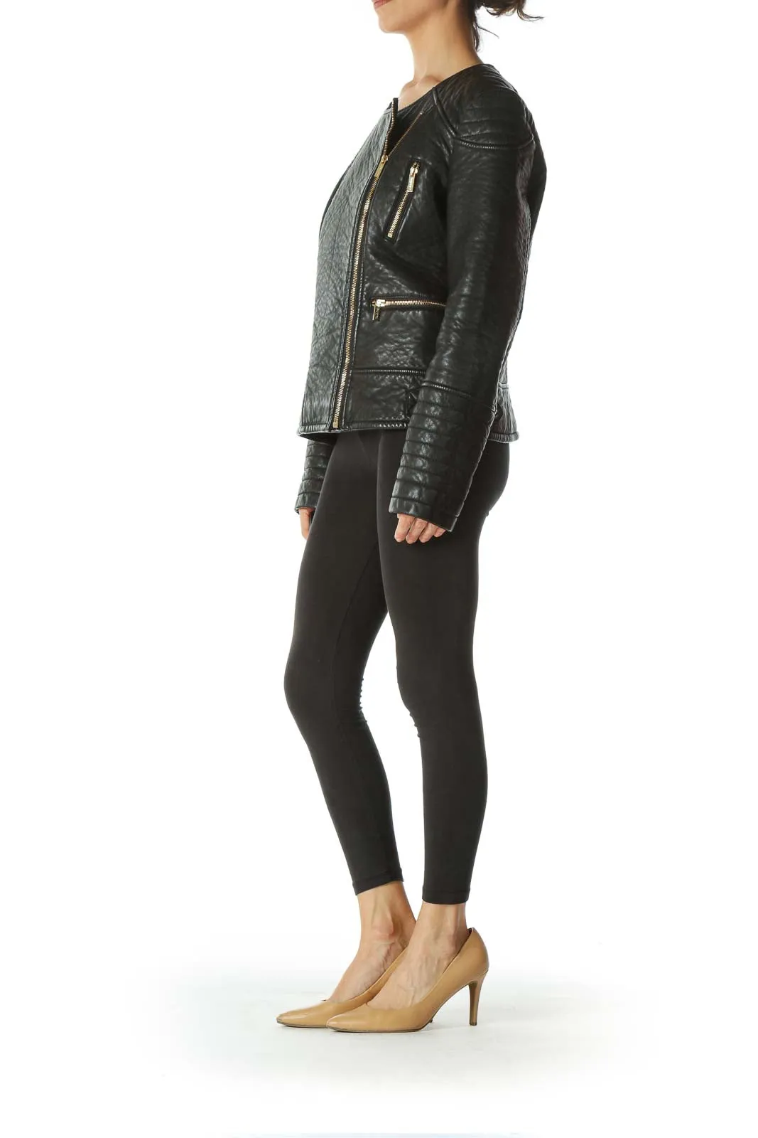 Black Leather Motto-Jacket