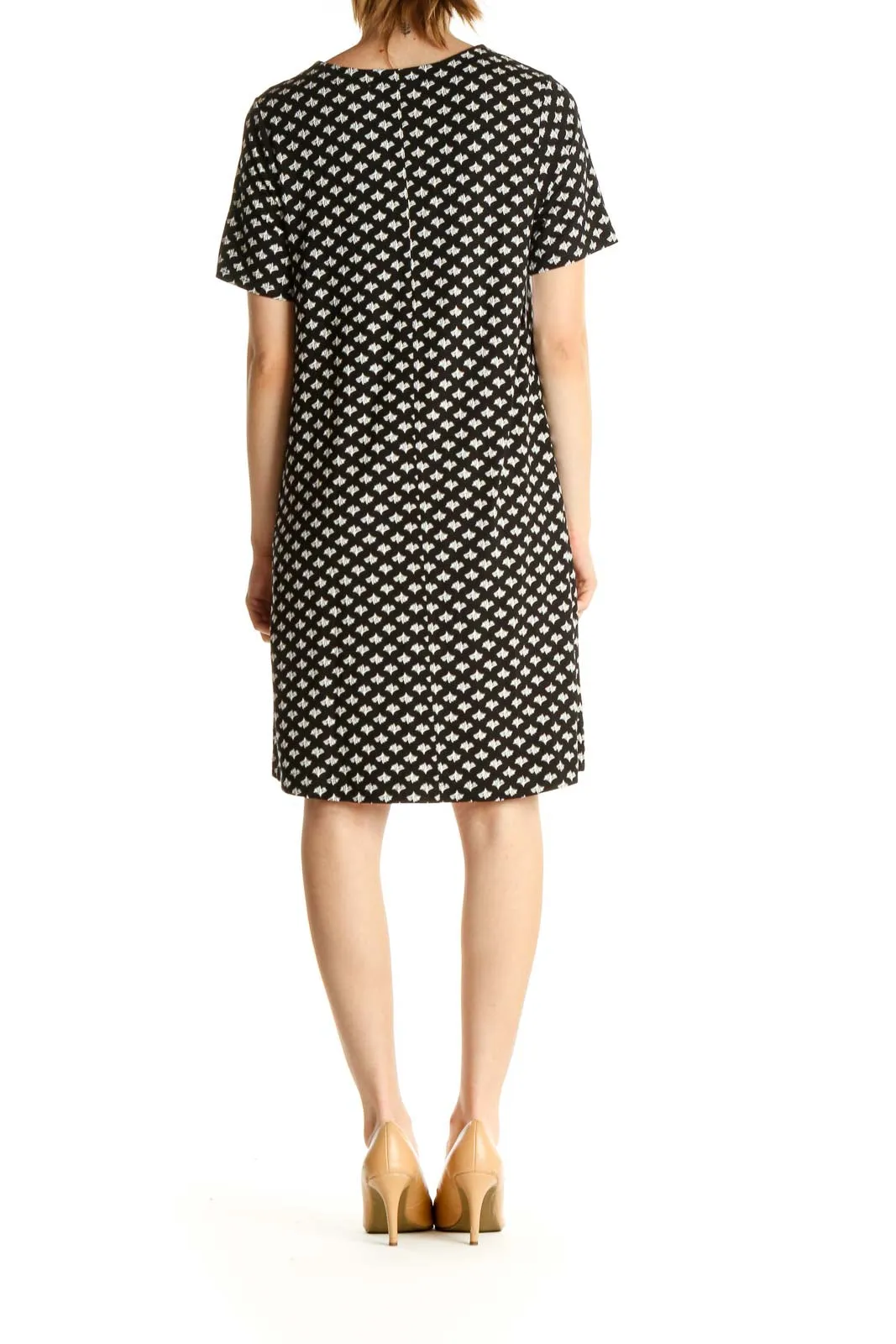 Black Printed Day Shift Dress