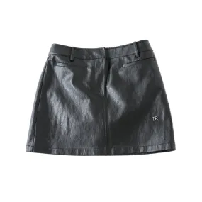 Black Recycled Leather Mini Skirt