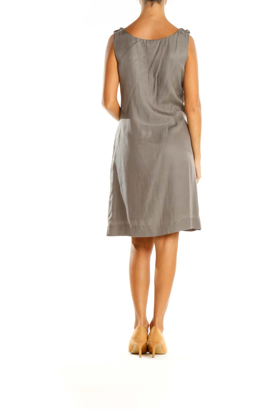 Brown Solid Holiday Shift Dress