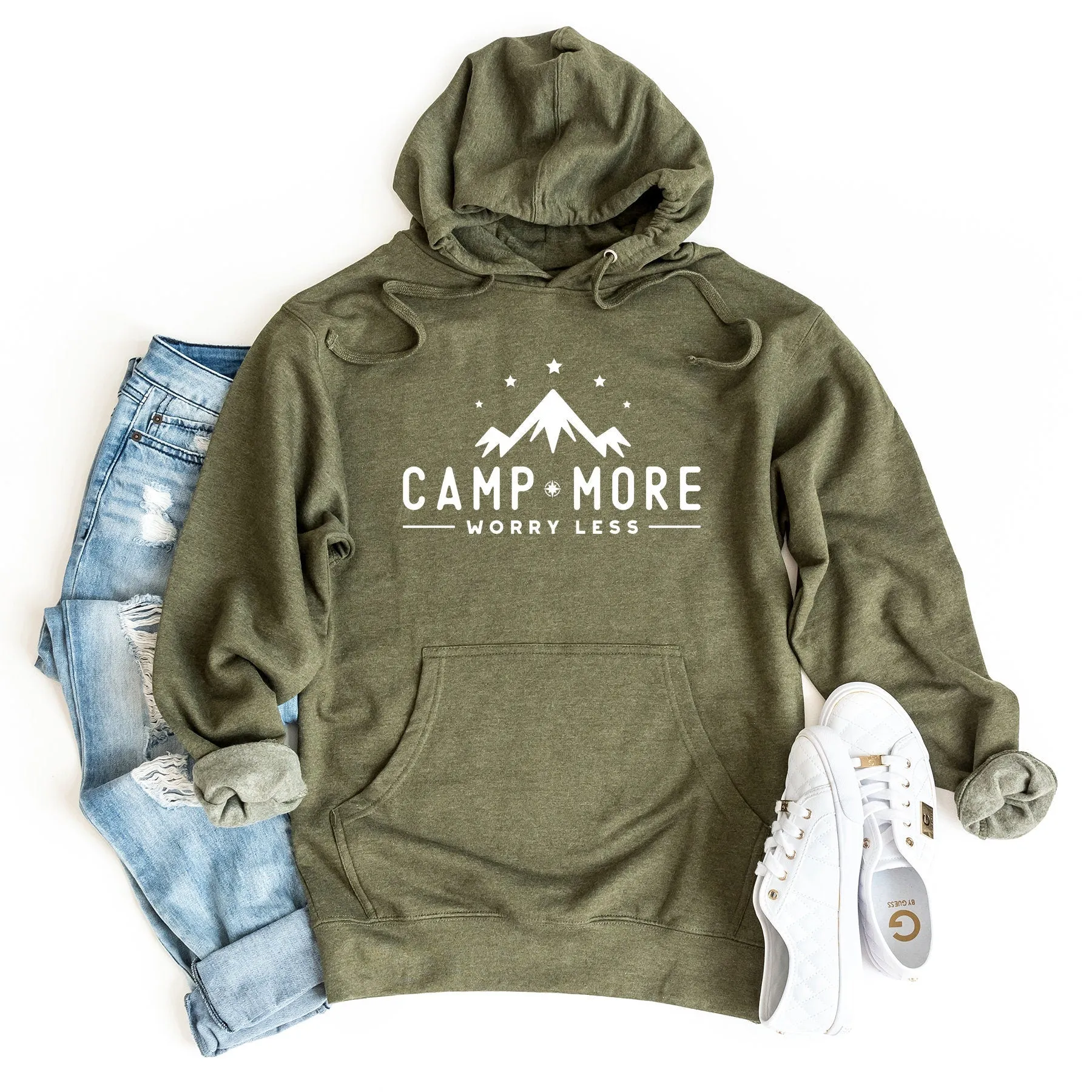 Camp More Worry Less Mountains | Graphic Hoodie