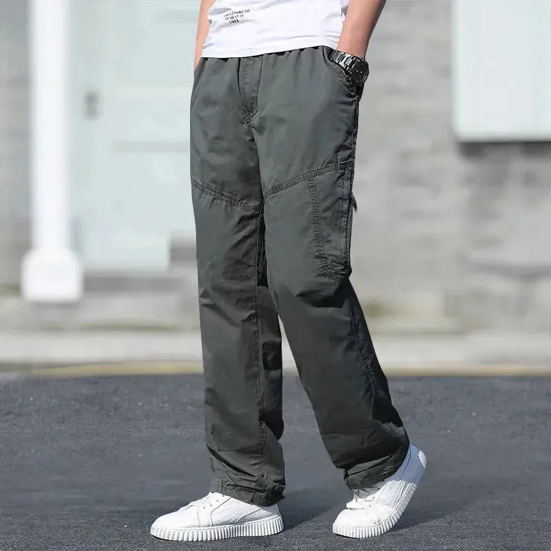 Cargo Pants Men's Loose Straight Pants Plus Size Clothing Work Wear Korean Japanese Joggers Homme Sports Cotton Casual Trousers