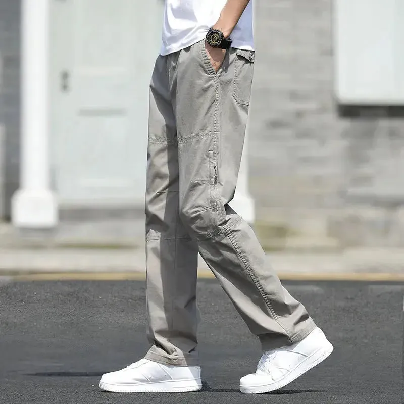 Cargo Pants Men's Loose Straight Pants Plus Size Clothing Work Wear Korean Japanese Joggers Homme Sports Cotton Casual Trousers