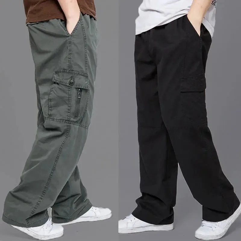 Cargo Pants Men's Loose Straight Pants Plus Size Clothing Work Wear Korean Japanese Joggers Homme Sports Cotton Casual Trousers