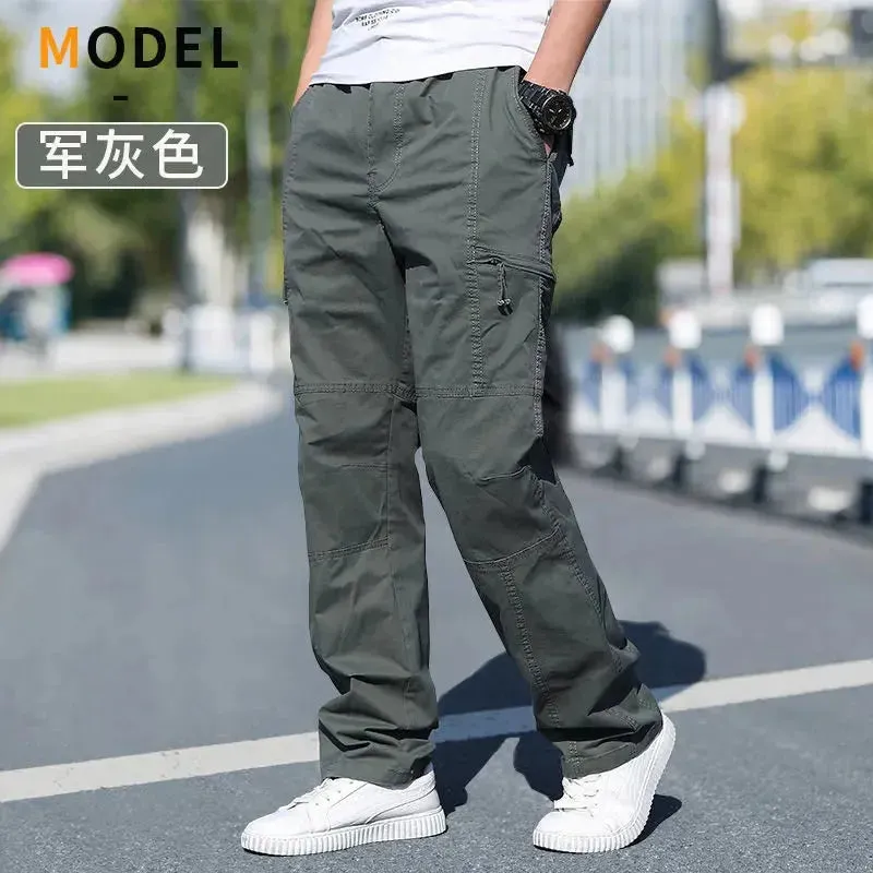 Cargo Pants Men's Loose Straight Pants Plus Size Clothing Work Wear Korean Japanese Joggers Homme Sports Cotton Casual Trousers