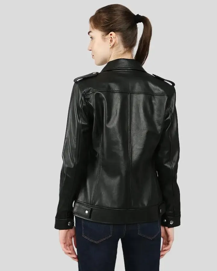 Charmaine Black Racer Leather Jackets