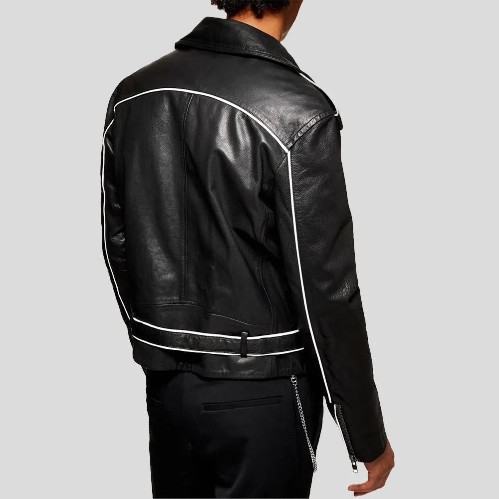 Colvert Black & White Motorcycle Leather Jacket