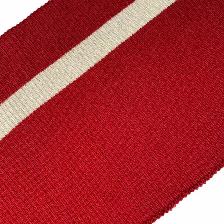 Cotton Rib Cuff/Waistband - Heavyweight - Dark Red/OffWhite