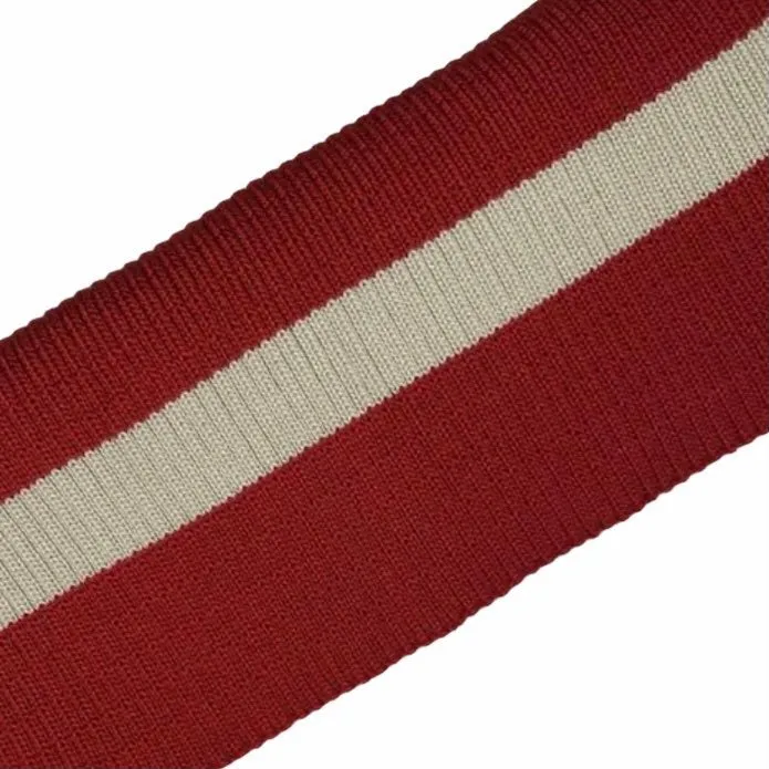 Cotton Rib Cuff/Waistband - Heavyweight - Dark Red/OffWhite