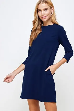 Daria Navy 3/4 Mini Dress