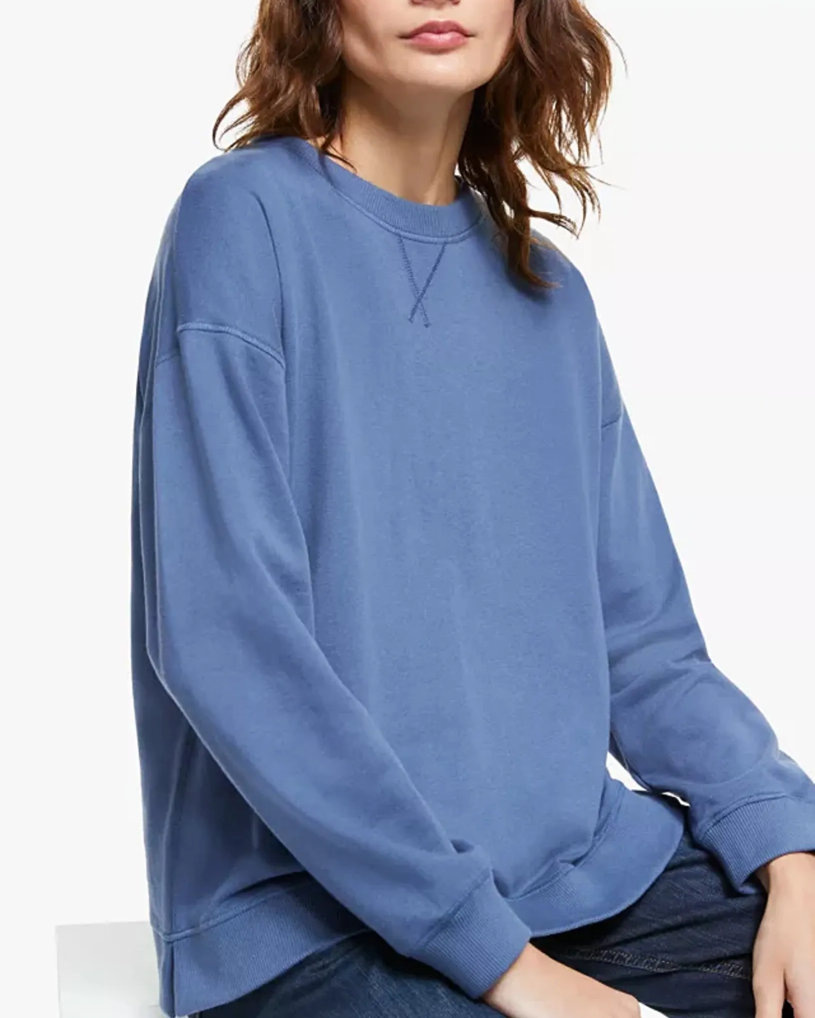 Distressed Blue Oversized Sweatshirt