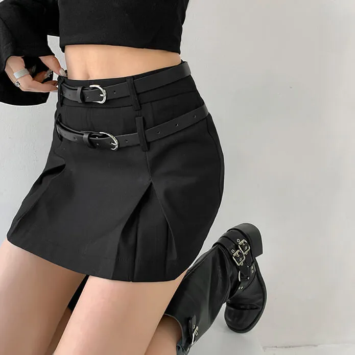 Double belts spicy skirt