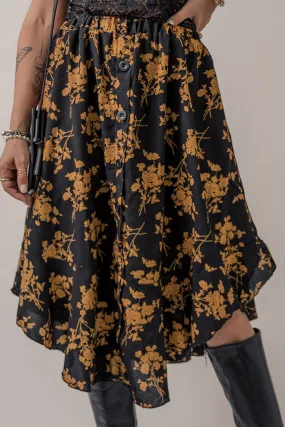 Elastic Waist Floral Ruffle Skirt