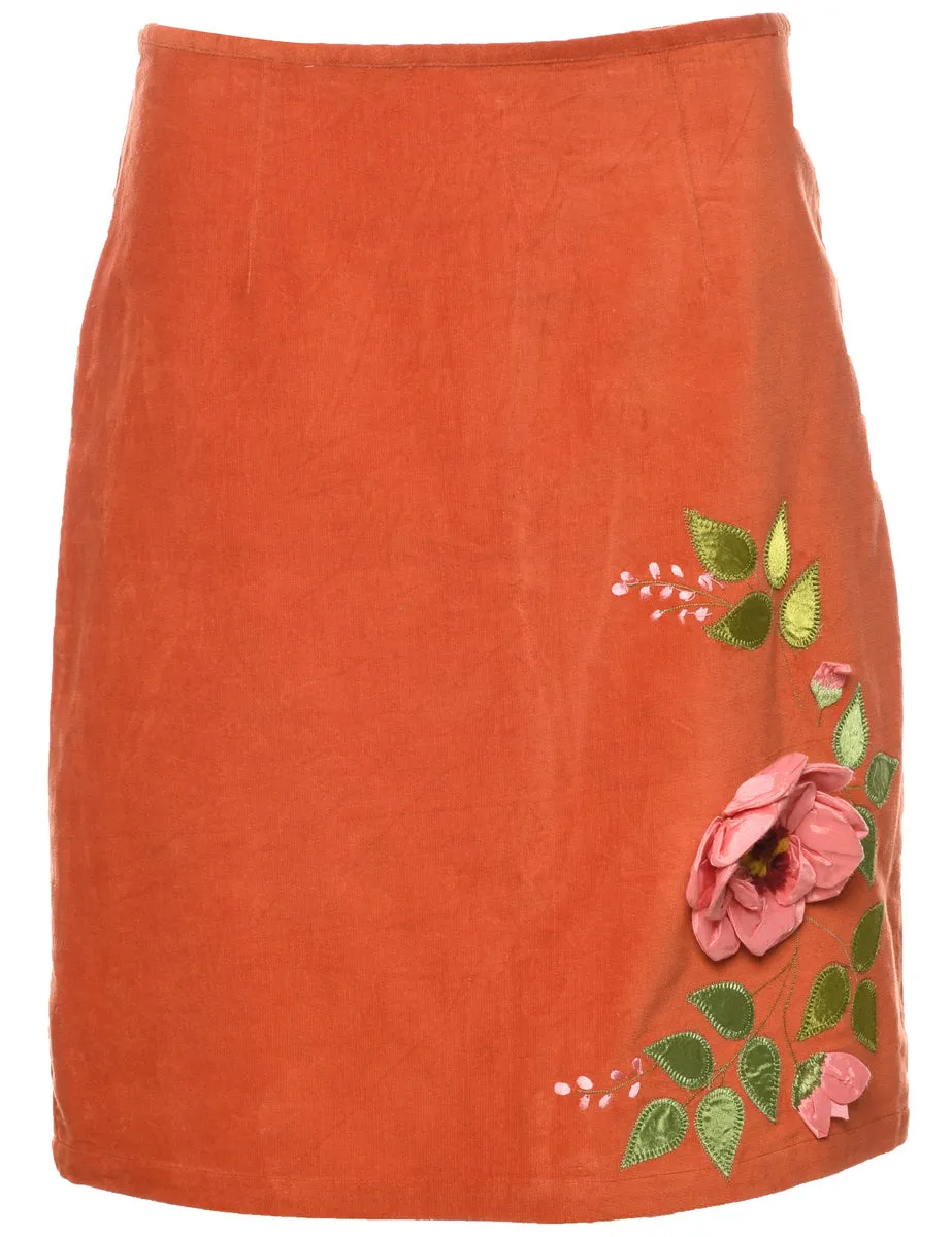 Embroidered A-line Skirt - M