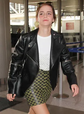 Emma Watson Black Leather Jacket