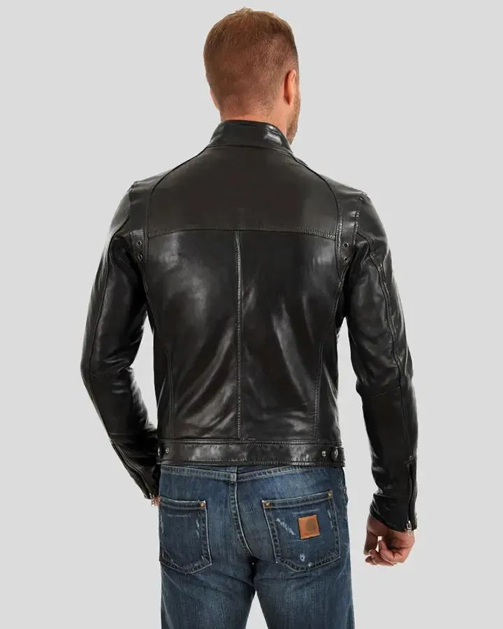 Evan Black Motorcycle Leather Jacket