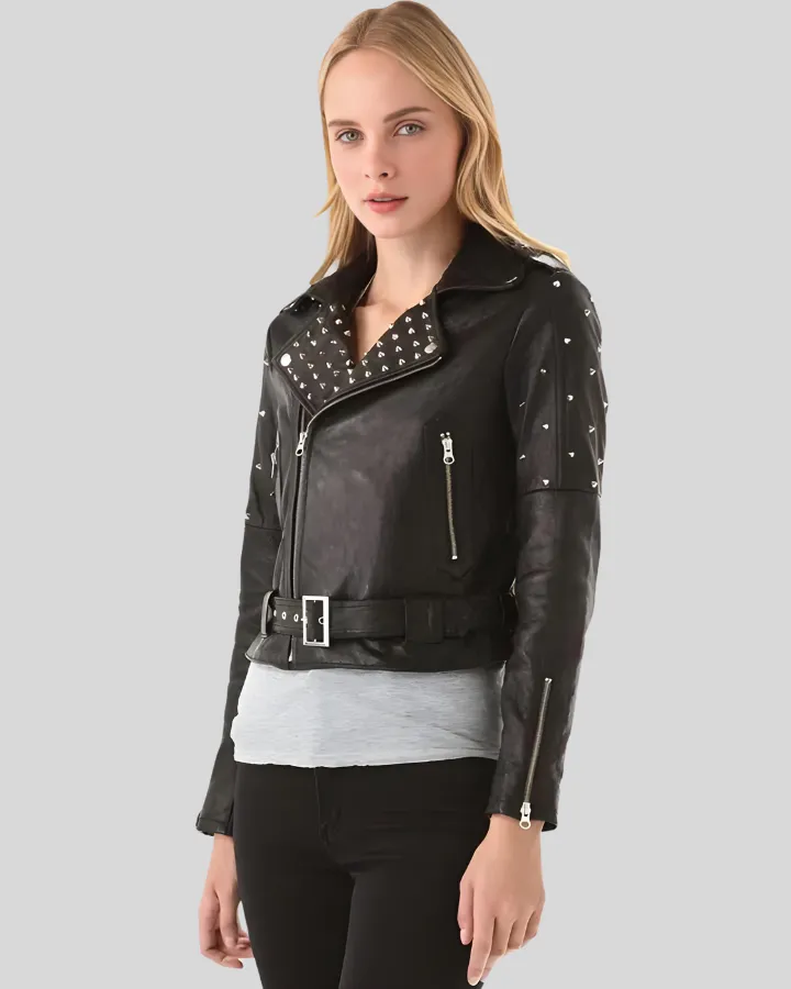 Ezra Black Studded Leather Jacket