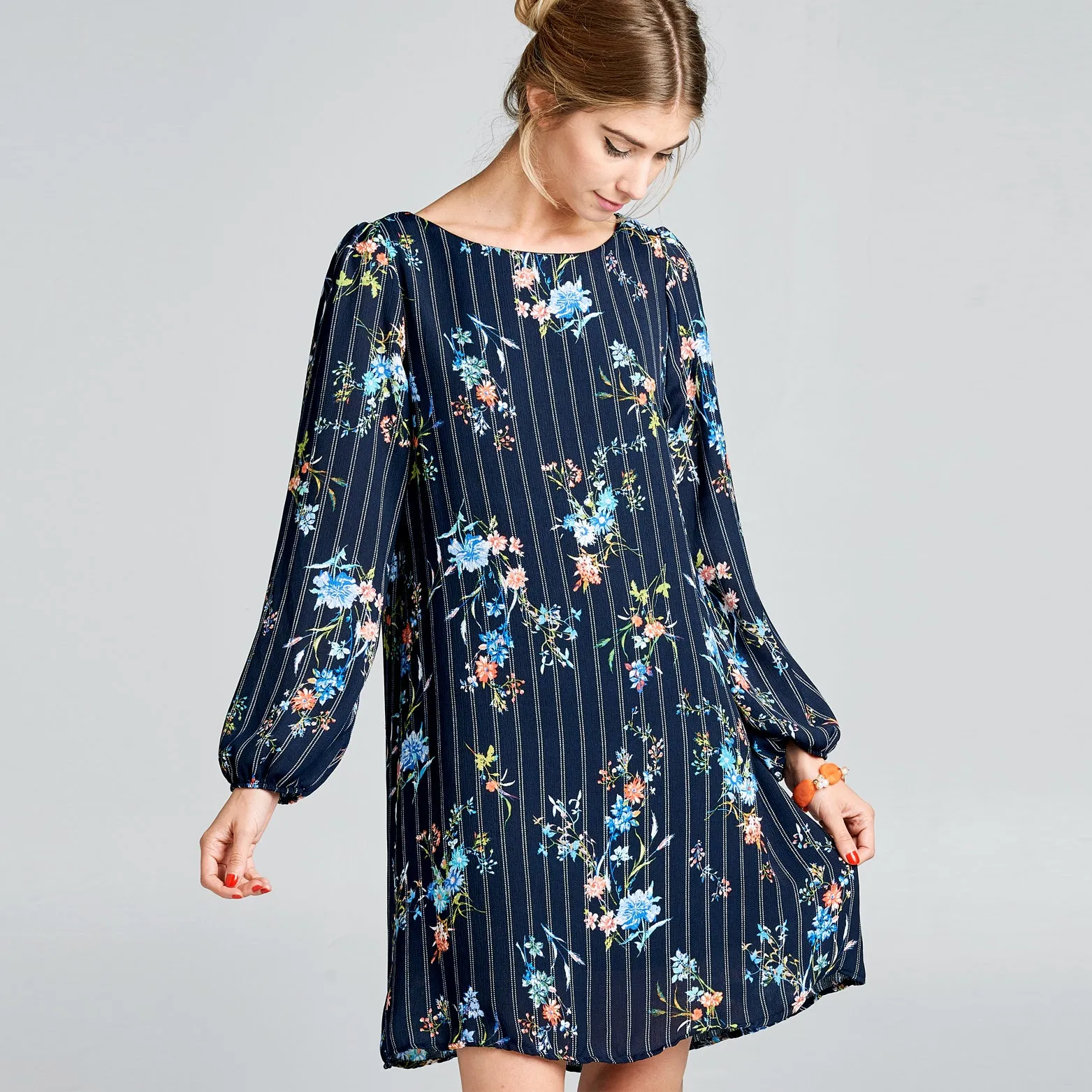 Floral Stripe Shift Dress