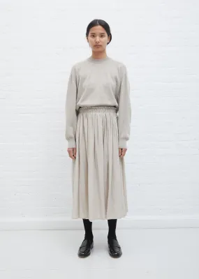 Gathered Cotton Skirt — Pale Grey