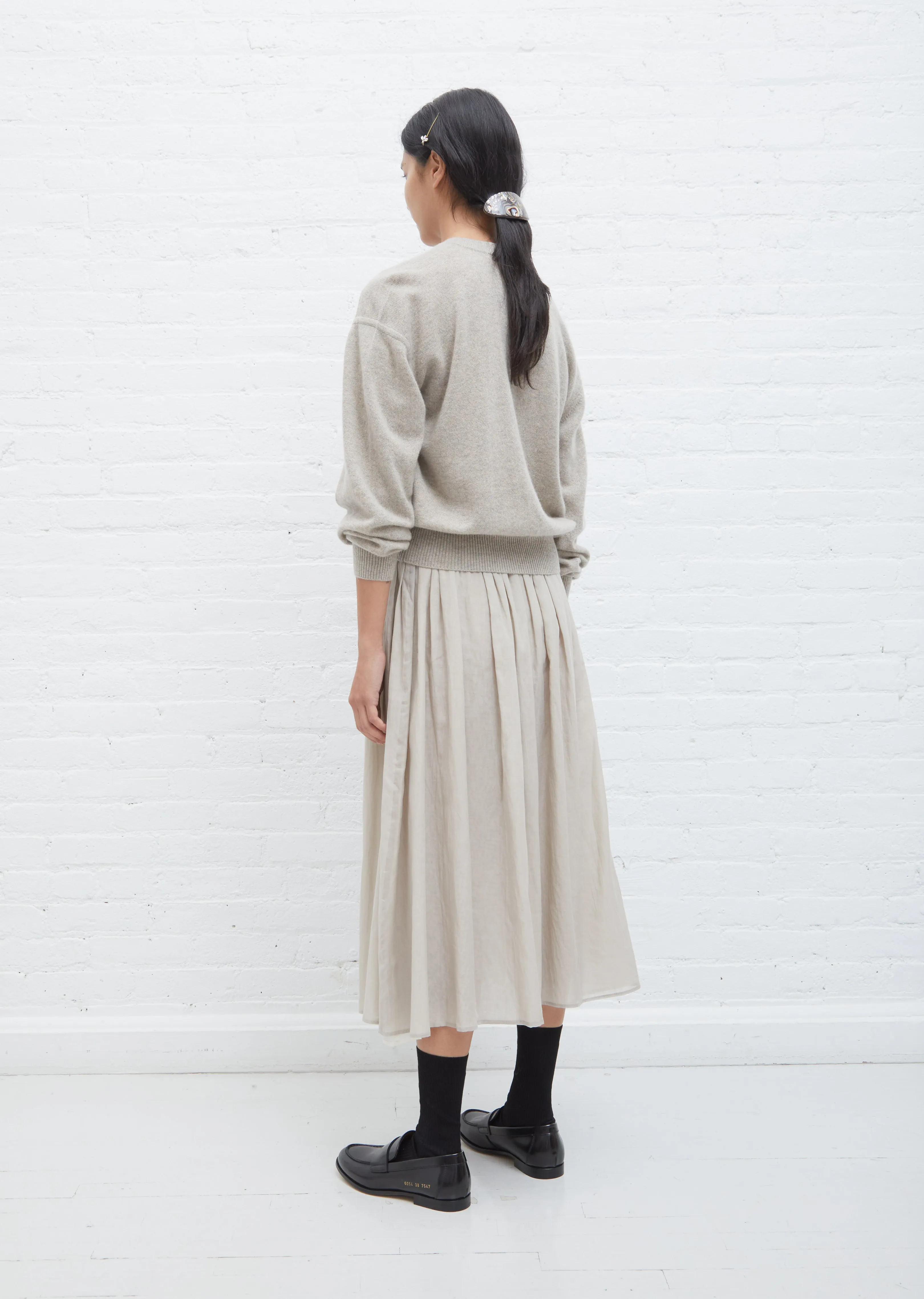 Gathered Cotton Skirt — Pale Grey