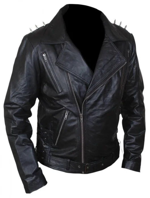 Ghost Rider Nicholas Cage Motorcycle Motorbike Biker Jacket With Metal Spikes