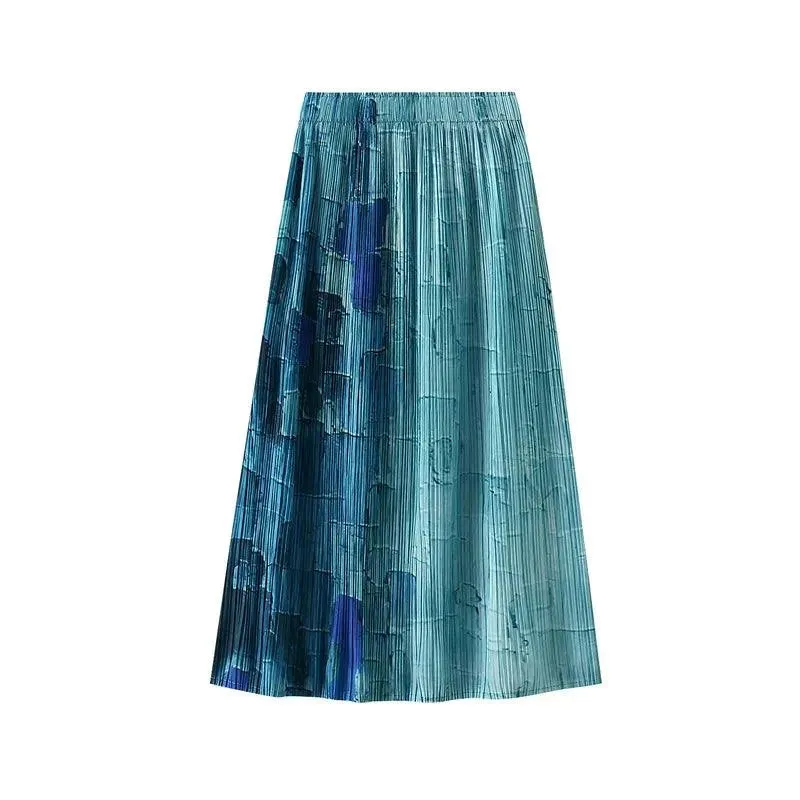 Gradient High Waist A-Line Skirt