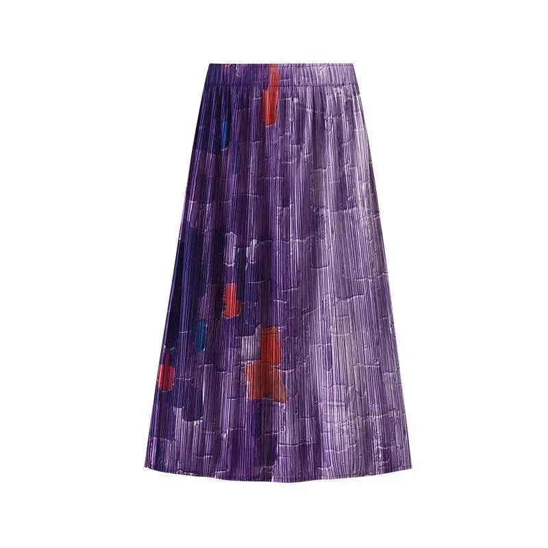 Gradient High Waist A-Line Skirt