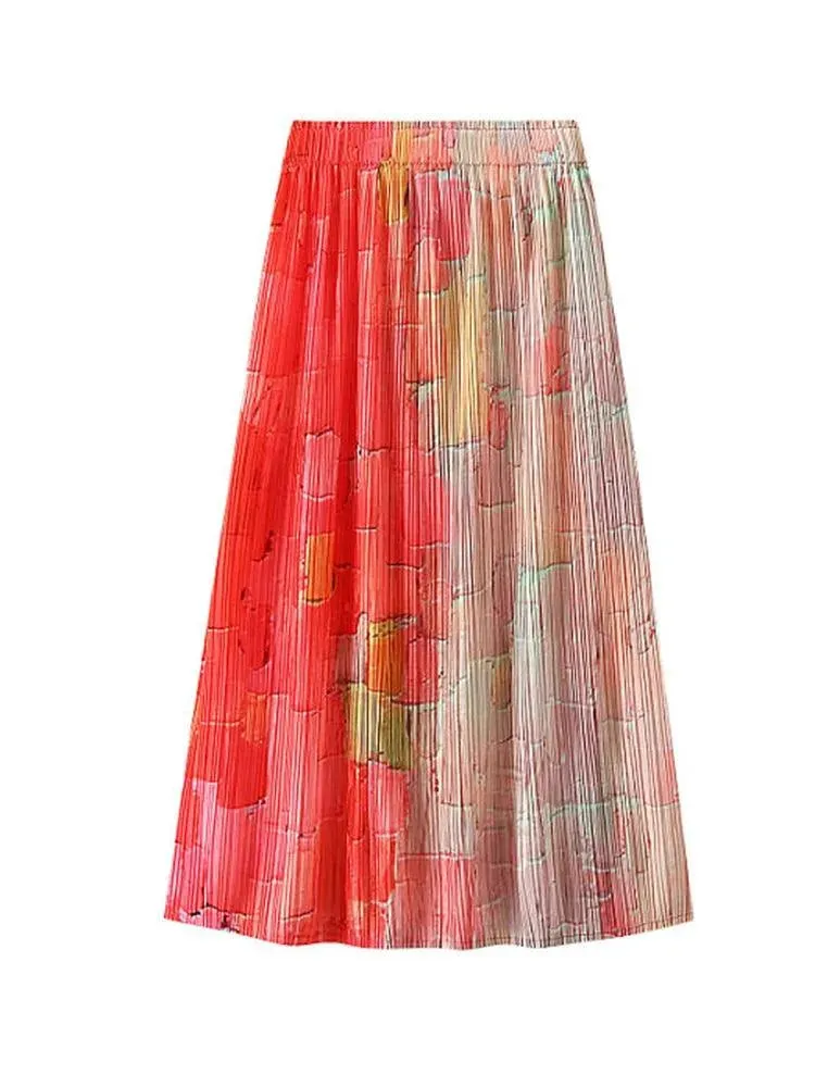 Gradient High Waist A-Line Skirt