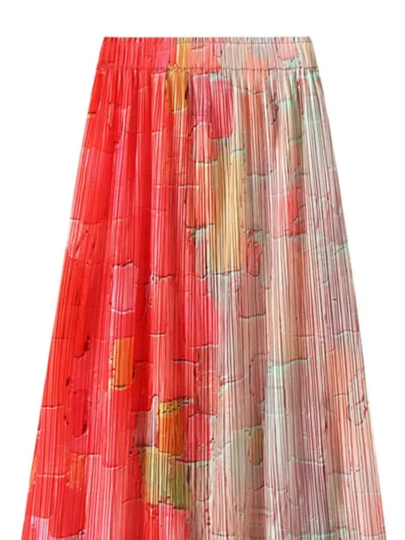 Gradient High Waist A-Line Skirt