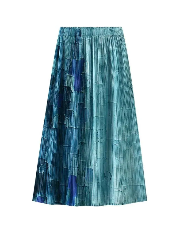 Gradient High Waist A-Line Skirt