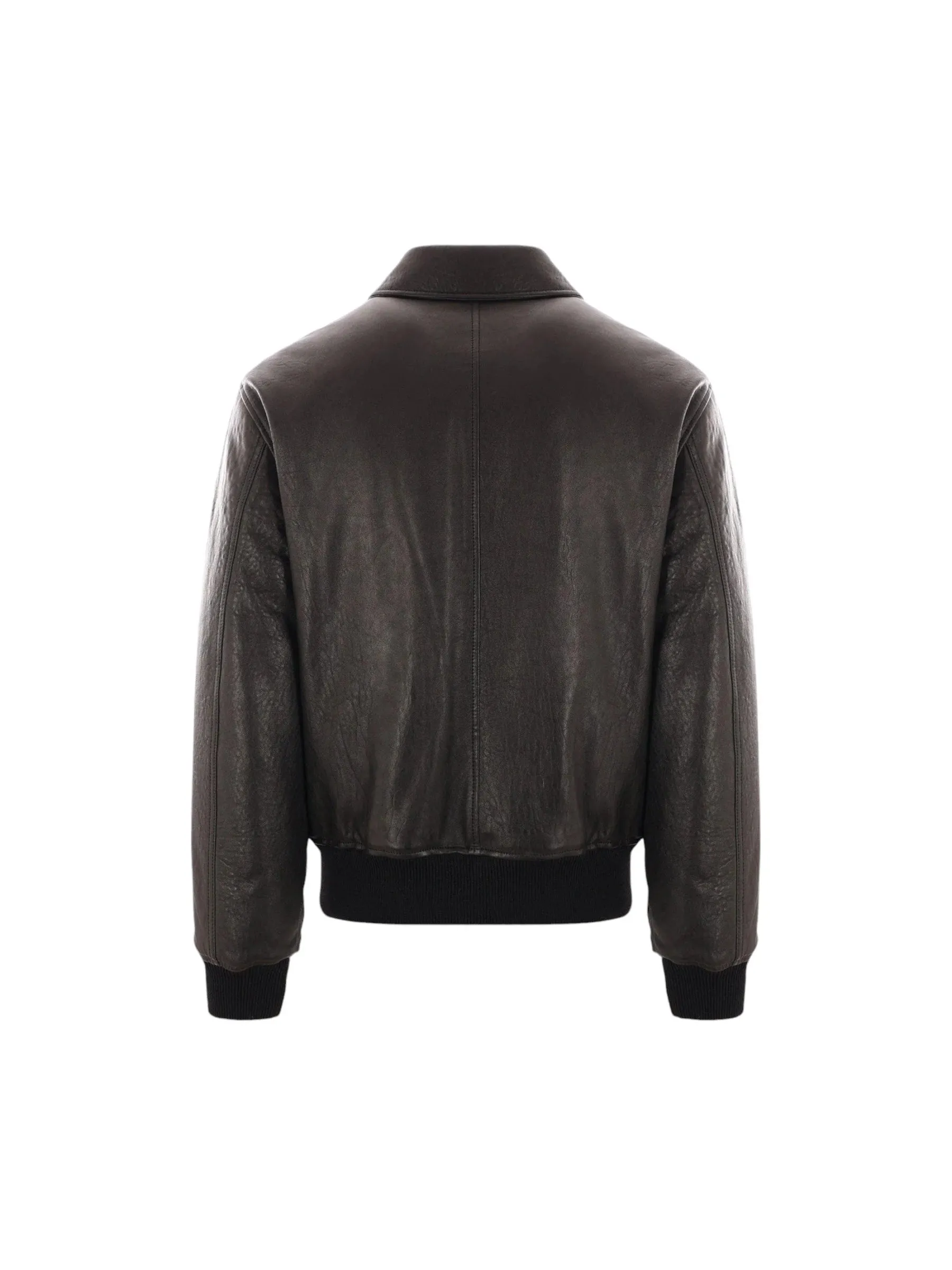 Grainy Nappa Leather Bomber Jacket