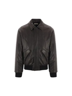 Grainy Nappa Leather Bomber Jacket