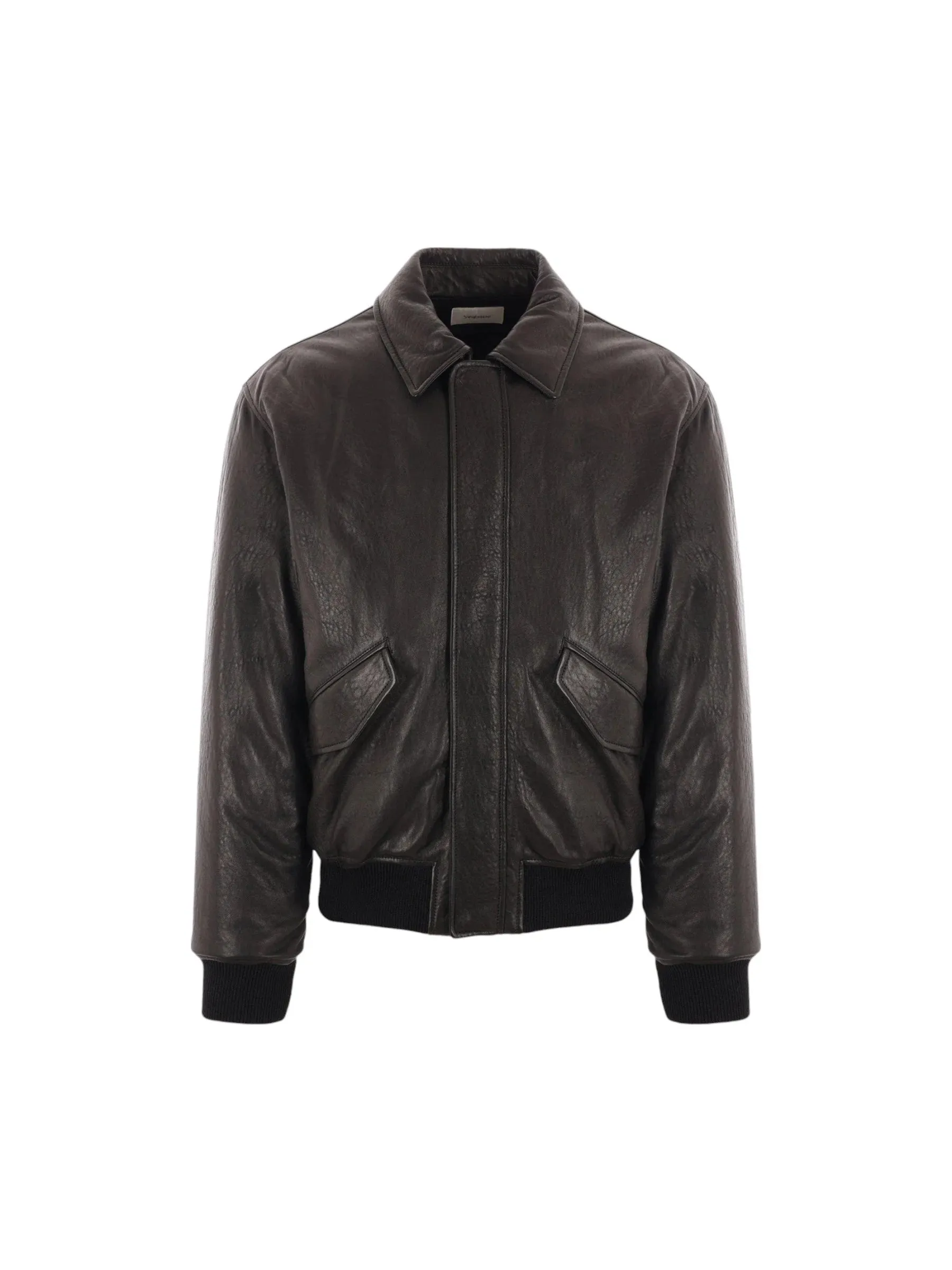 Grainy Nappa Leather Bomber Jacket