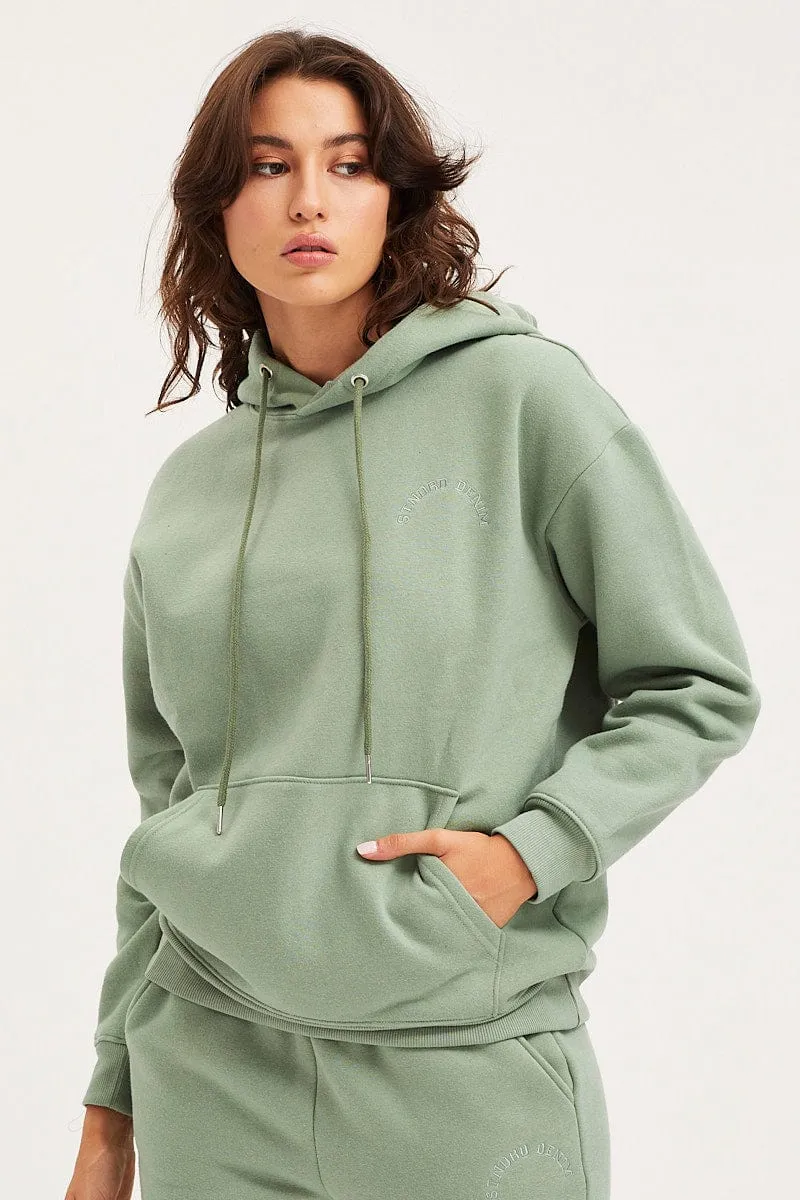 Green Unisex Sweatshirts Long Sleeve Oversized Hoodie