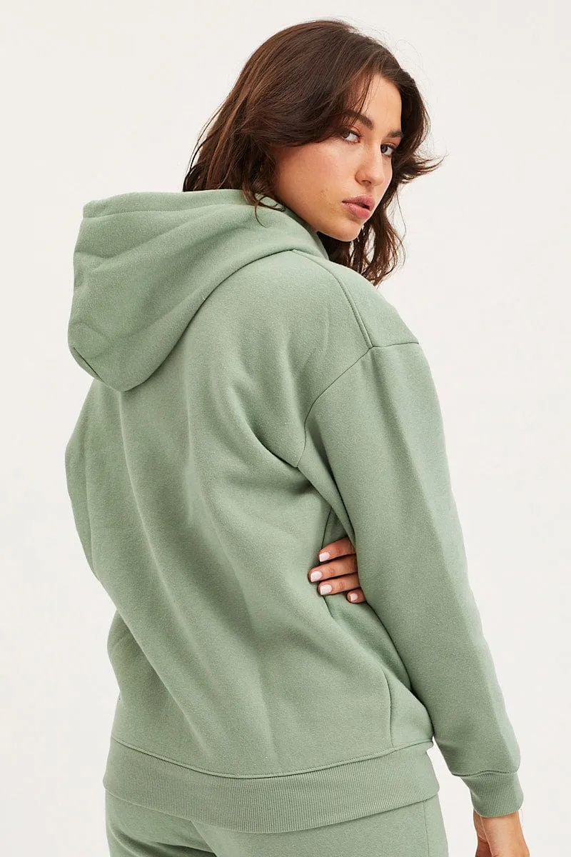 Green Unisex Sweatshirts Long Sleeve Oversized Hoodie