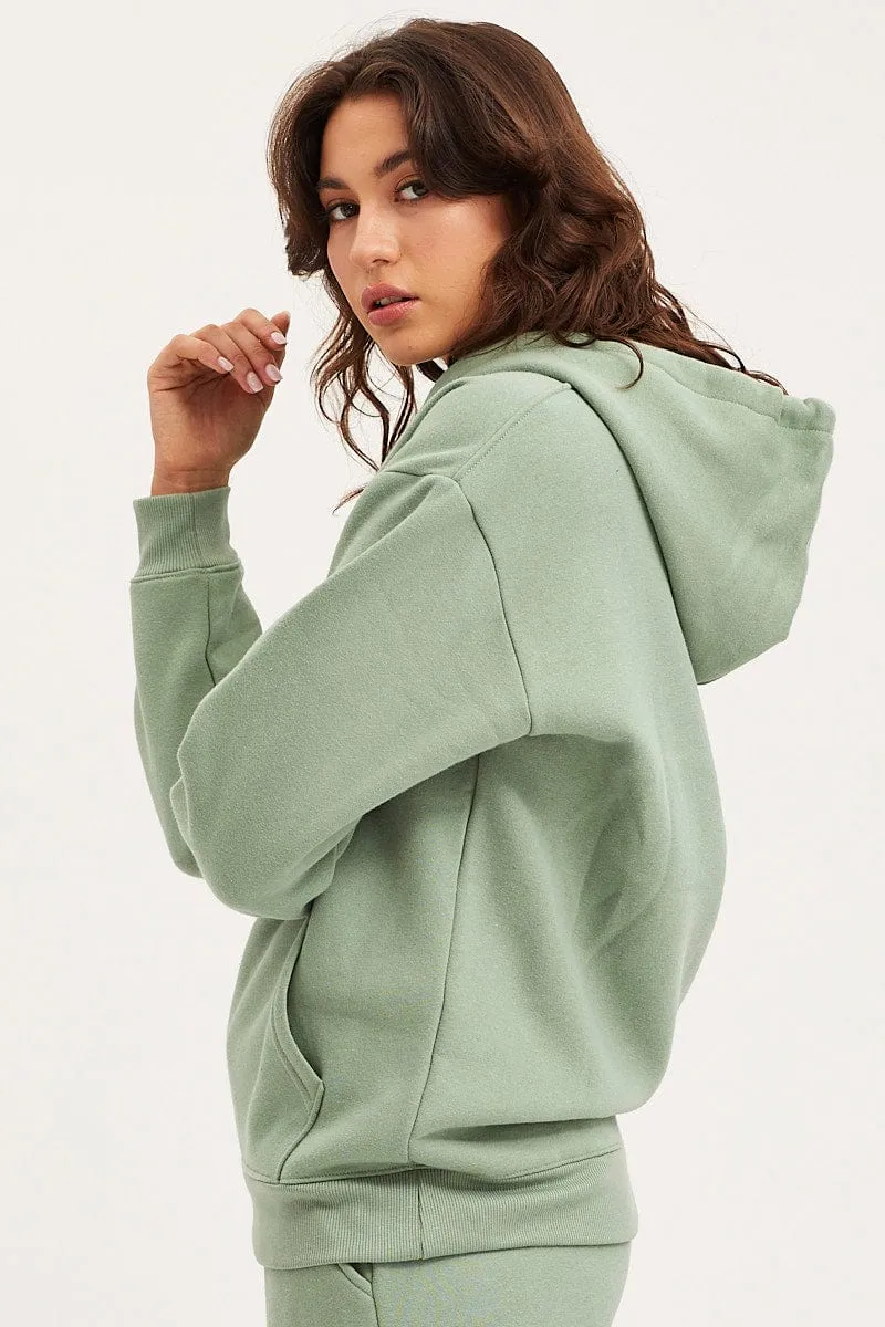 Green Unisex Sweatshirts Long Sleeve Oversized Hoodie