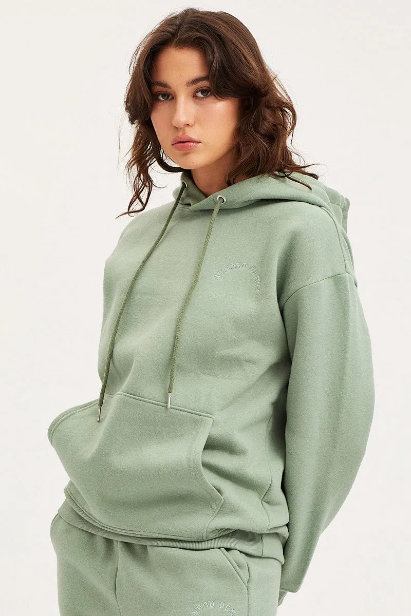 Green Unisex Sweatshirts Long Sleeve Oversized Hoodie