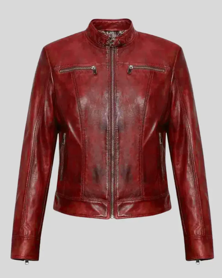 Hazal Red Racer Leather Jacket