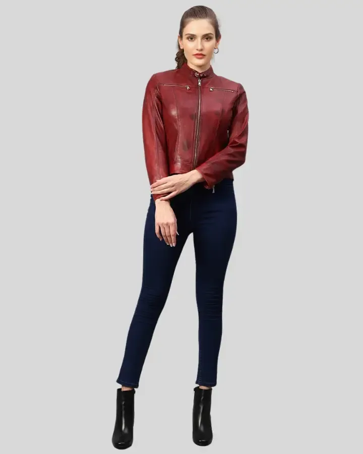 Hazal Red Racer Leather Jacket