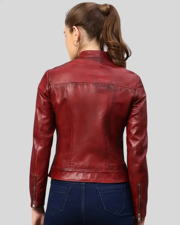 Hazal Red Racer Leather Jacket