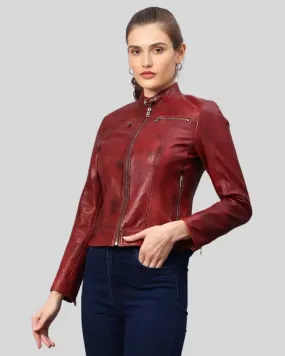 Hazal Red Racer Leather Jacket