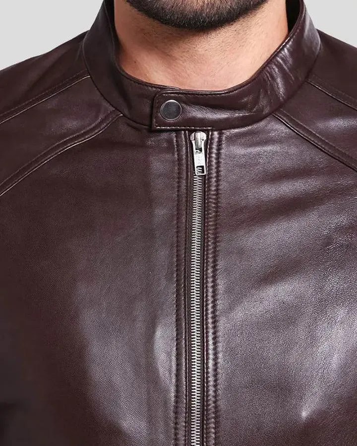 Joey Brown Leather Racer Jacket