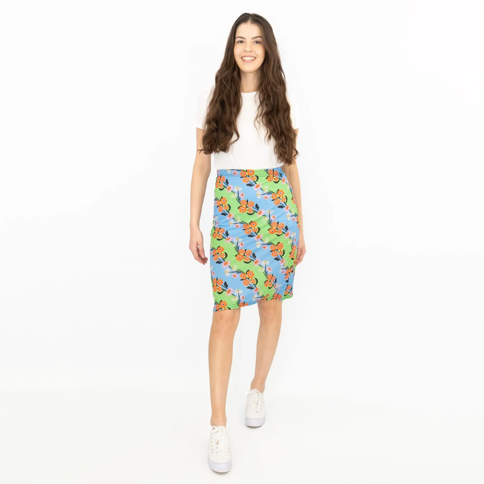 Karen Millen Blue Floral Print A-Line Casual Summer Skirts